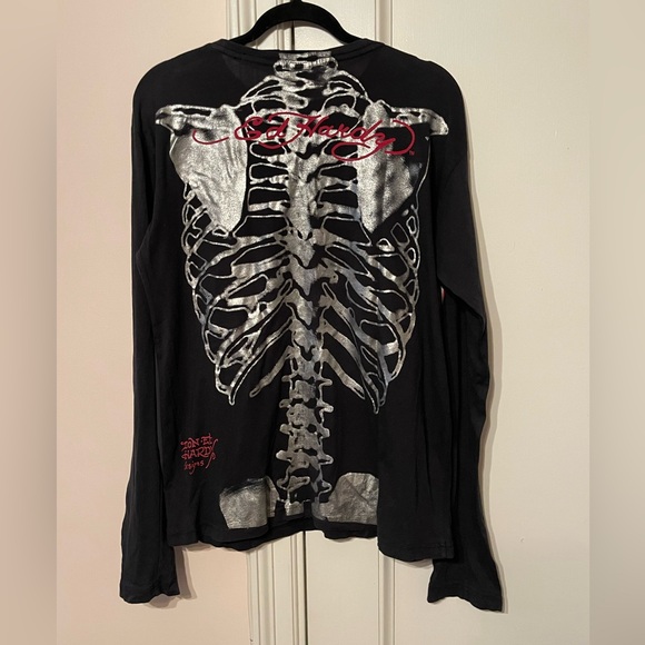 Ed Hardy Bones Long Sleeve T Shirt - Picture 3 of 5